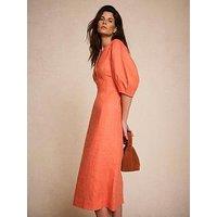 Mint Velvet Orange Linen Midi Dress