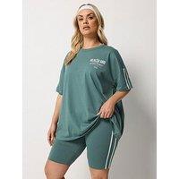 Yours Curve Active Side Striped Shorts - Blue