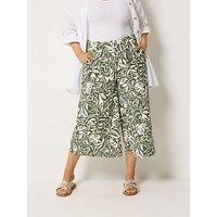Yours Curve Leaf Print Jersey Culotte