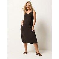 Yours Curve Throw On Dress - Brown