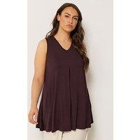 Yours Curve Pleat Front Vest - Brown