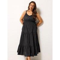 Yours Curve Tie Strappy Smock Dress - Black