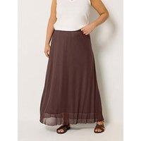 Yours Curve Mesh A-Line Skirt - Brown