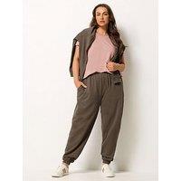 Yours Curve T-Shirt & Jogger Sweat Set - Pink