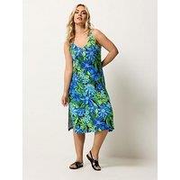 Yours Curve Throw On Beach Dress - Blue