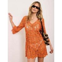 Mint Velvet Orange Crochet Beach Dress