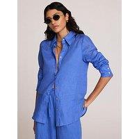 Mint Velvet Linen Mix Shirt - Blue