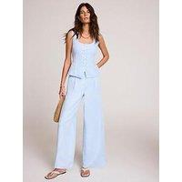 Mint Velvet Linen Pleat Leg Trouser - Blue