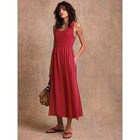 Mint Velvet Scallop Detail Woven Mix Dress - Red