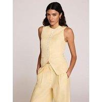 Mint Velvet Button Linen Waistcoat - Yellow