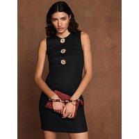 Mint Velvet Sunray Button Linen Mini Dress - Black