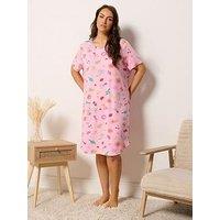 Yours Curve Soft Touch Dipped Back Nightdress - Pink