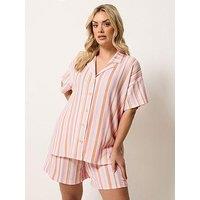 Yours Curve Textured T-Shirt Co Ord - Orange