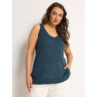 Yours Curve Smiling Yarn Vest - Blue