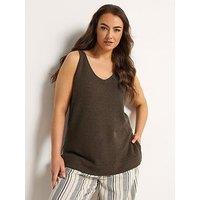 Yours Curve Smiling Yarn Vest - Brown