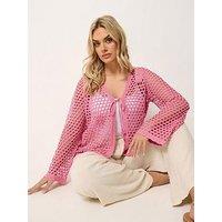 Yours Curve Flower Applique Shrug - Pink