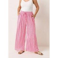 Yours Curve Crinkle Wide Leg Trousers Co-Ord - Pink
