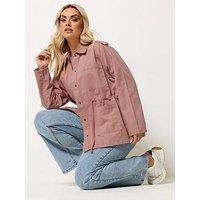 Yours Curve Twill Carpenter Jacket - Pink