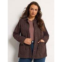 Yours Curve Twill Carpenter Jacket - Brown
