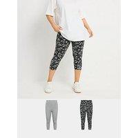 Yours Curve 2 Pack Cropped Legging - Grey