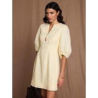 Mint Velvet Yellow Linen Mini Dress