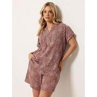 Yours Curve Textured Notch Neck T-Shirt - Orange