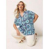 Yours Curve Grown On Tile Print Boxy Shirt