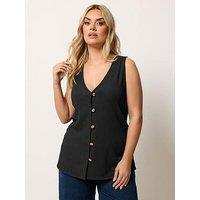 Yours Curve Textured Co Ord Waistcoat - Black