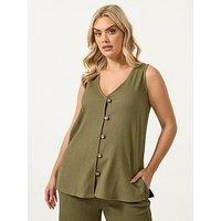 Yours Curve Textured Co Ord Waistcoat - Green