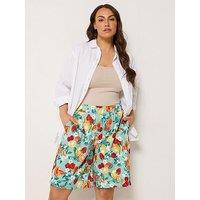 Yours Curve Pull On Jersey Shorts - Green