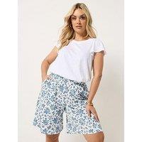 Yours Curve Pull On Jersey Ditsy Print Shorts
