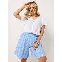 Yours Curve Pull On Jersey Stripe Shorts