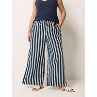 Yours Curve Striped Wide Leg Trousers