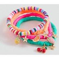 Mango Girls 4 Pack Fruit Beaded Bracelets - Pink
