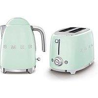 Smeg 50'S Style Jug Kettle & 2 Slice Toaster, Extra Wide Slots, Green
