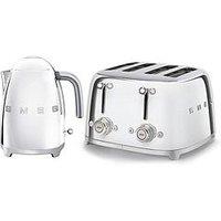 Smeg 50'S Style Retro 1.7L Kettle & Multi-Functional 4-Slice Toaster - Stainless Steel