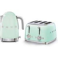 Smeg Jug Kettle With Acoustic Alarm & 4 Slice Toaster, Pastel Green