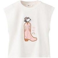Mango Younger Girls Snoopy Western Short Sleeve T-Shirt - Light Cream
