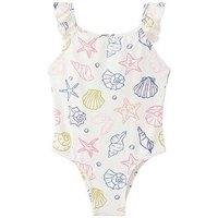 Mango Younger Girls Seashell Swimsuit - White