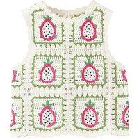 Mango Younger Girls Crochet Vest Top - Light Cream