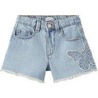 Mango Younger Girls Butterfly Denim Shorts - Blue