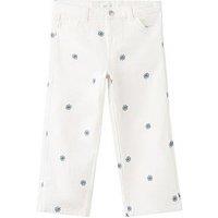 Mango Younger Girls Floral Embroidered Jeans - Light Cream