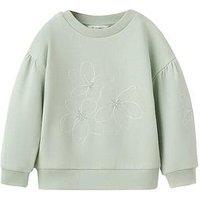 Mango Younger Girls Floral Embroidered Sweatshirt - Light Green