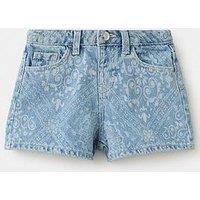 Mango Younger Girls Printed Denim Shorts - Blue