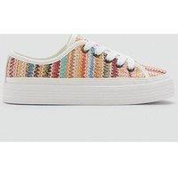 Mango Girls Rainbow Platform Trainers - White