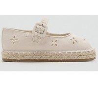 Mango Younger Girls Embroidered Espadrilles - Beige