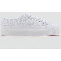 Mango Girls Embroidered Platform Trainers - White