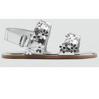 Mango Younger Girls Floral Metallic Sandals - Silver