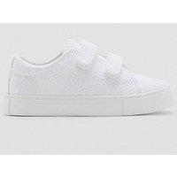 Mango Younger Girls Floral Canvas Velcro Trainers - Light Cream