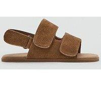 Mango Younger Boys Leather Velcro Fastening Sandals - Brown